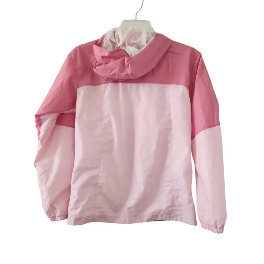 Columbia Windbreaker 14/16 Girls Kids Pink Hooded Lightweight Coat Zip Up